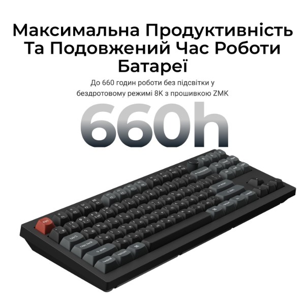 Фото - Клавиатура беспроводная Keychron V3 Ultra Red Switch Black RGB (V3U-D1-UA)