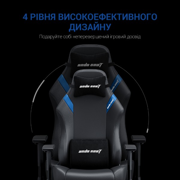 Фото - Крісло для геймерів Anda Seat Luna Size L Black/Blue PVC (AD18-44-BS-PV)