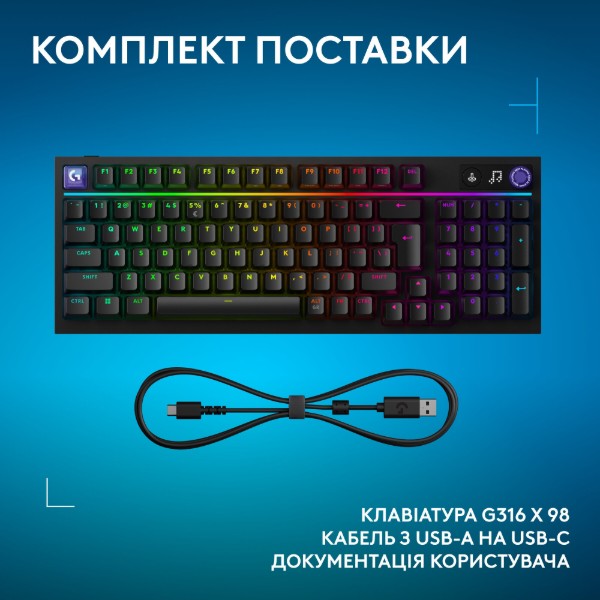 Фото - Клавіатура дротова ігрова Logitech G316 X 98 Black Tactile (920-014205)