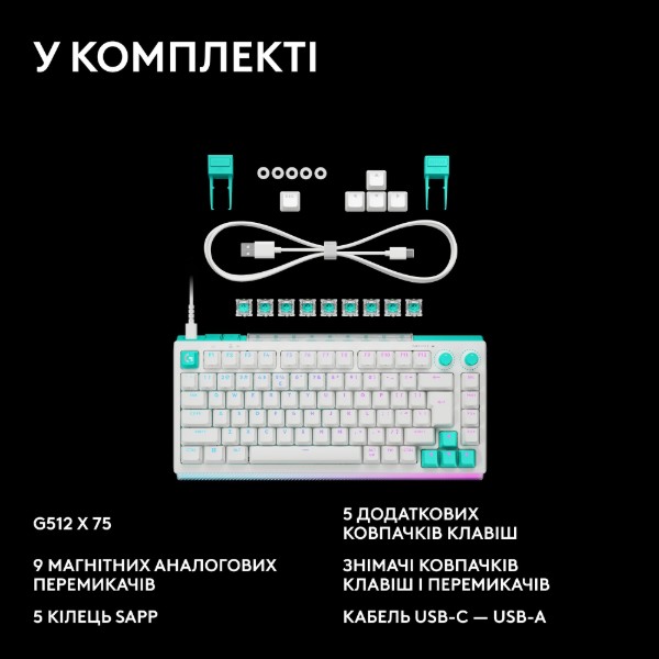 Фото - Клавиатура проводная игровая Logitech G512 X 75 White Tactile (920-013955)