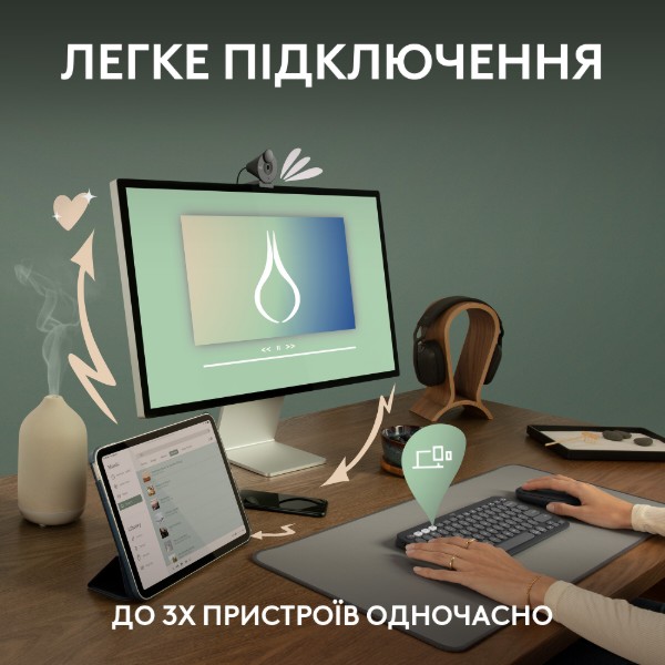 Фото - Клавіатура бездротова Logitech K380s Pebble Keys 2 Graphite Bluetooth (920-011851)