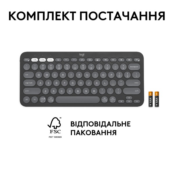Фото - Клавіатура бездротова Logitech K380s Pebble Keys 2 Graphite Bluetooth (920-011851)