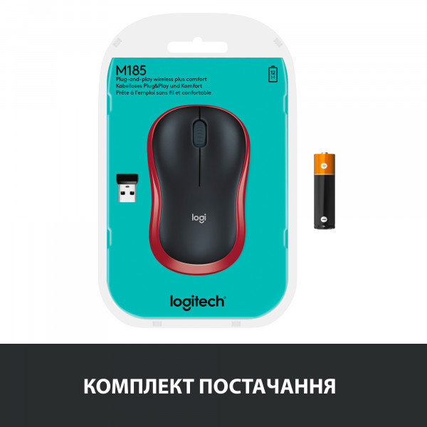 Фото - Мышь беспроводная Logitech M185 WL Red 910-002240