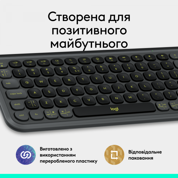 Фото - Уцінка - Клавіатура бездротова Logitech POP Icon Keys Graphite UKR (920-013157)