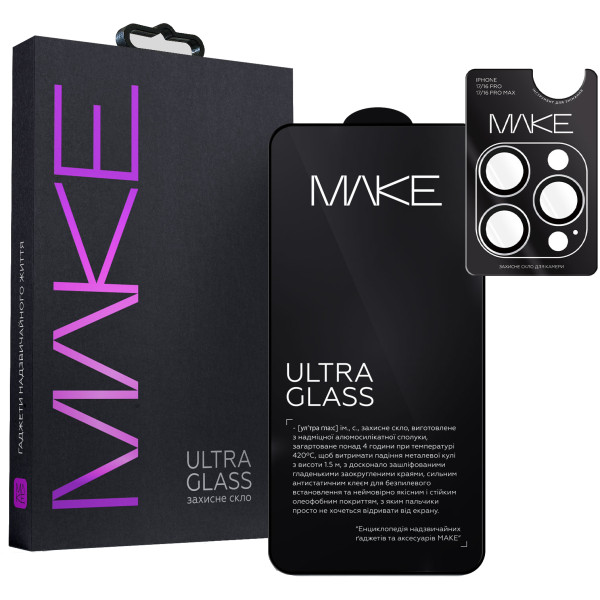Фото - Захисне скло для смартфону MAKE Apple iPhone 17 Pro Ultra+ Glass (MGUP-AI17P) Фото - Захисне скло для смартфону MAKE Apple iPhone 17 Pro Ultra+ Glass (MGUP-AI17P)