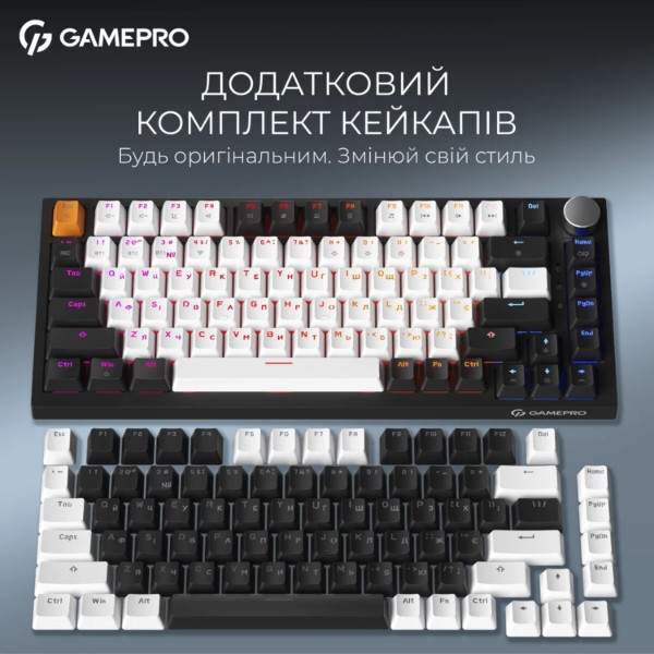 Фото - Клавиатура беспроводная игровая GamePro Asgard Valhalla QLAB Sakura Switch Bluetooth/2.4G/USB Black (MK160-B-QS-PRO)
