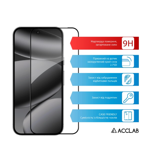 Фото - Защитное стекло для смартфона ACCLAB for Google Pixel 10 Pro/Pixel 10 Black (1283126628115)