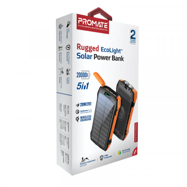 Фото - Батарея мобільна Promate SolarTank 20000 mAh (solartank-20pdqi.black)