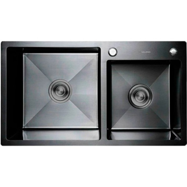 Фото - Мийка кухонна VALESO CM 78х43 R PVD чорна Handmade (3.0/0.8) Фото - Мийка кухонна VALESO CM 78х43 R PVD чорна Handmade (3.0/0.8)