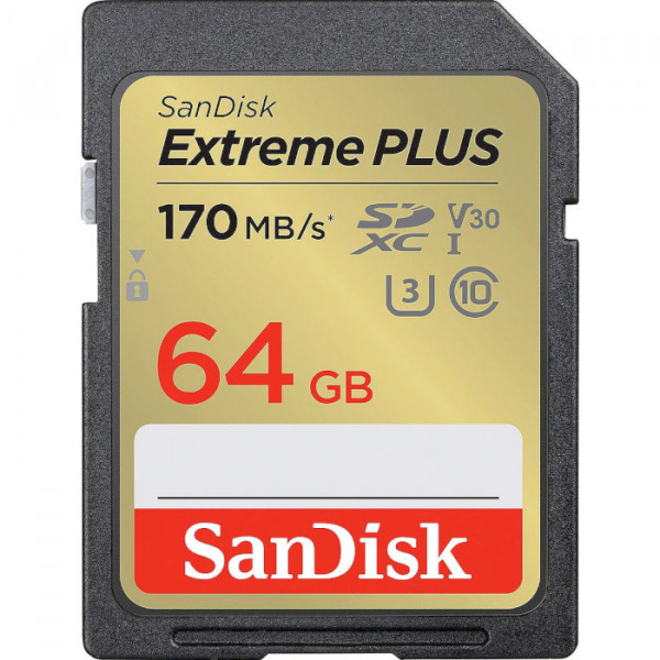 Фото - Карта пам'яті SanDisk Extreme Plus 64GB SDXC Memory Card + 2 years RescuePRO (SDSDXW2-064G-GNCIN)