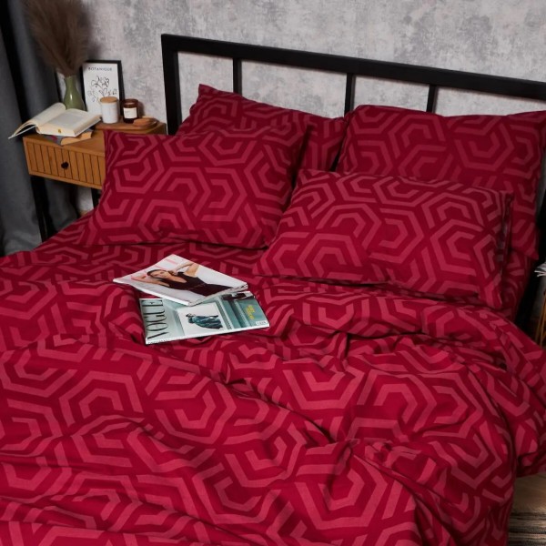 Фото - Комплект постільної білизни Moon&Star Бязь Gold Люкс Burgundy Charm 160х220х2 нав. 2х50х70 (MS-820006123)