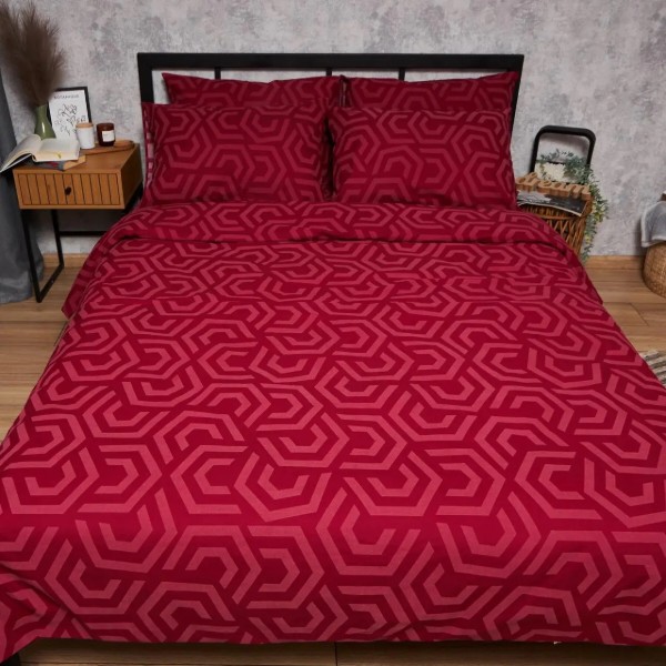 Фото - Комплект постільної білизни Moon&Star Бязь Gold Люкс Burgundy Charm 160х220х2 нав. 2х50х70 (MS-820006123)