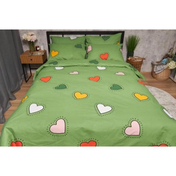 Фото - Комплект постільної білизни Moon&Star Бязь Gold Люкс Rainbow Hearts 143х210х2 нав. 4х50х70 (MS-820005383)