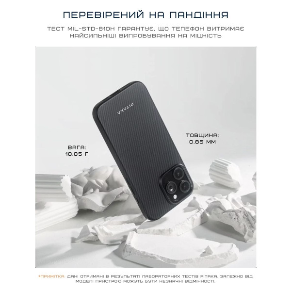 Фото - Чохол для смартфону Pitaka Military-Grade Protective Classic Twill 600D Black/Grey for iPhone 16 Pro (KI1601PPA)