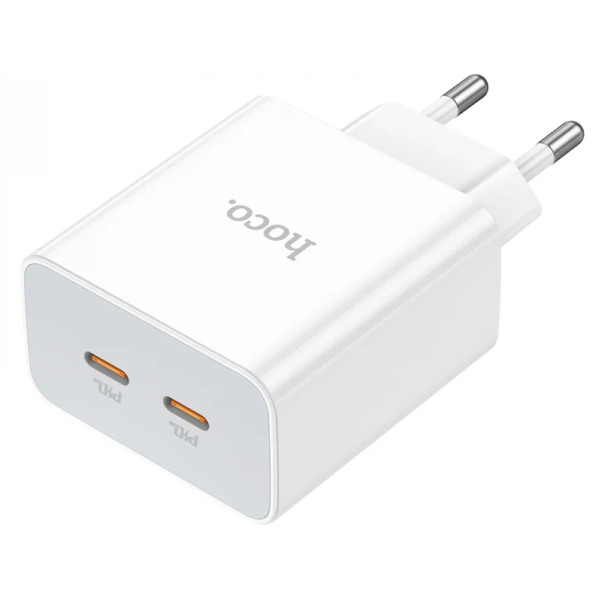 Фото - Мережевий зарядний пристрій HOCO C108A Leader PD35W dual port(2C) charger White (6931474784438)