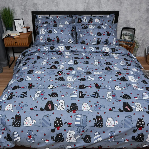 Фото - Комплект постільної білизни дитячий Moon&Star 110х140 нав. 2х40х40 Feline Fun Бязь Gold Люкс (MS-830000232)