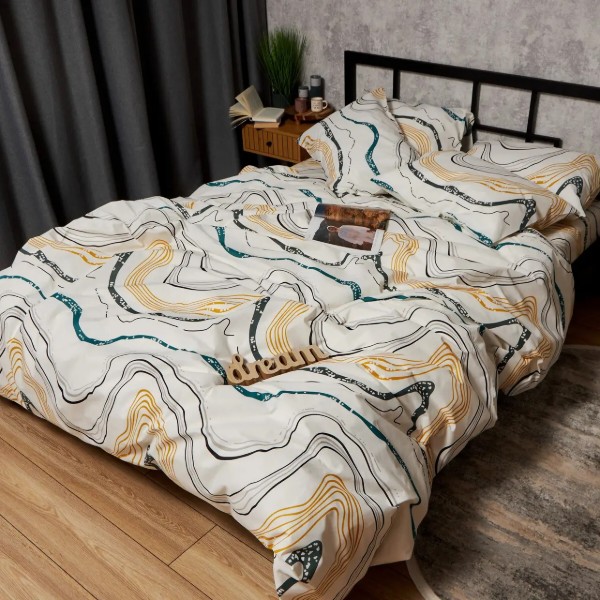 Фото - Комплект постельного белья Moon&Star Бязь Gold Люкс Natural Waves 143х210 см нав. 2х70х70 (MS-820009537)