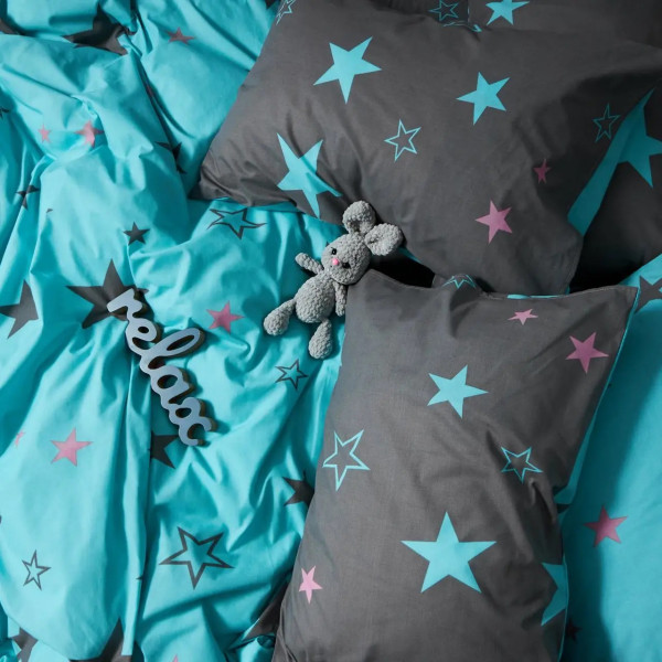 Фото - Комплект постільної білизни Moon&Star Бязь Gold Люкс Starry Skies 175х210 нав. 4х70х70 (MS-820007009)