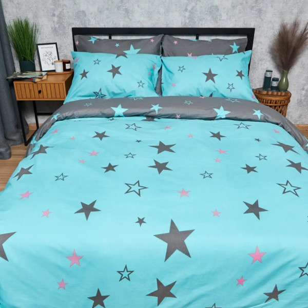 Фото - Комплект постільної білизни Moon&Star Бязь Gold Люкс Starry Skies 175х210 нав. 4х70х70 (MS-820007009)