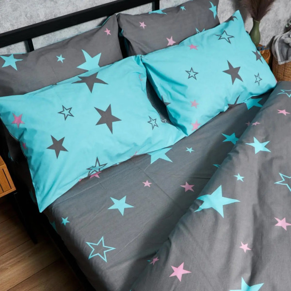 Фото - Комплект постільної білизни Moon&Star Бязь Gold Люкс Starry Skies 175х210 нав. 4х70х70 (MS-820007009)