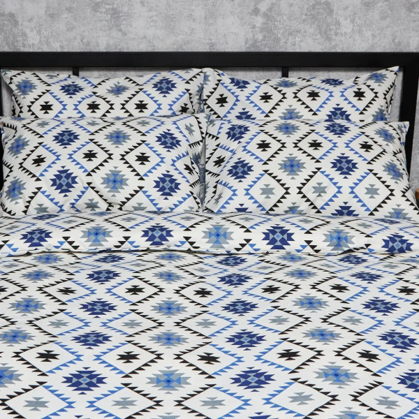 Фото - Комплект постільної білизни Moon&Star Бязь Gold Люкс Blue Mosaic 175х210 нав. 2х40х60 (MS-820005990)