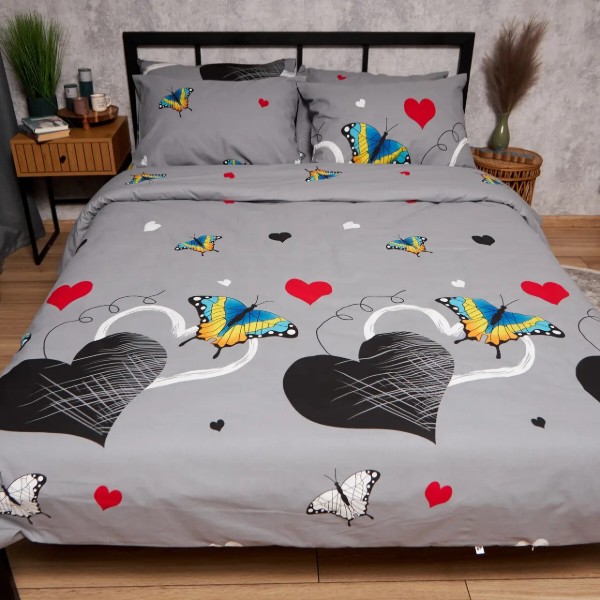 Фото - Комплект постільної білизни Moon&Star Бязь Gold Люкс Butterfly Love 200х220 нав. 4х70х70 (MS-820008869)
