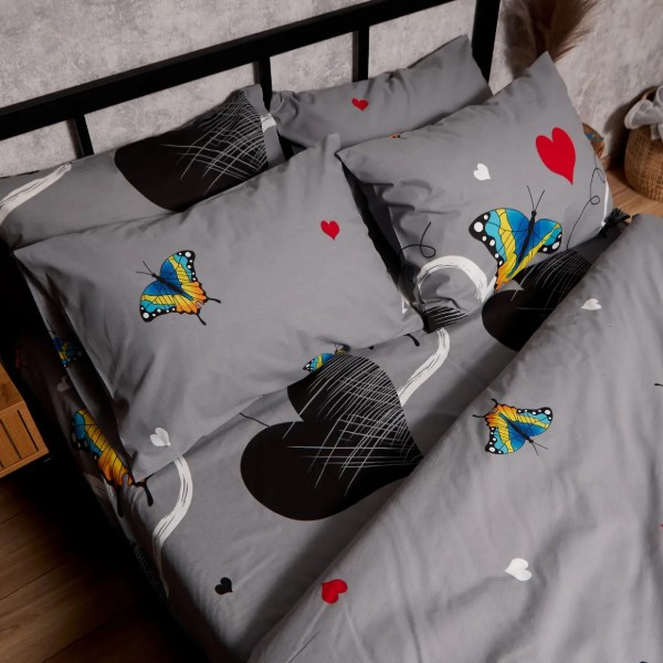 Фото - Комплект постільної білизни Moon&Star Бязь Gold Люкс Butterfly Love 143х210 см нав. 2х50х70 (MS-820008871)