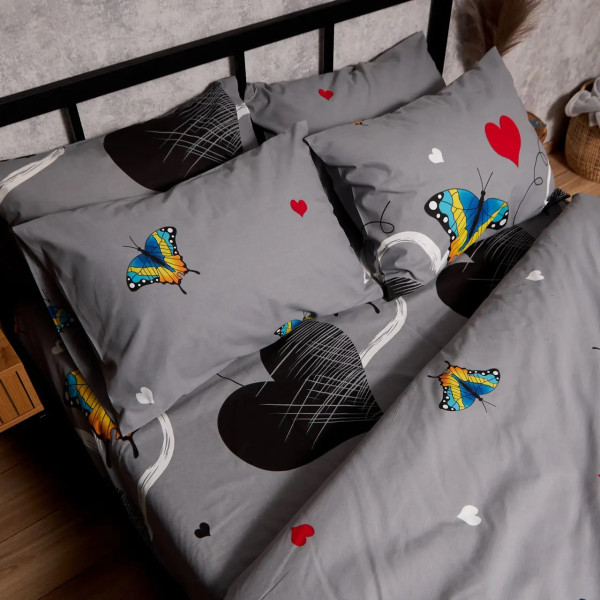 Фото - Комплект постельного белья Moon&Star Бязь Gold Люкс Butterfly Love King Size 220x240 нав. 2х70х70 (MS-820008857)