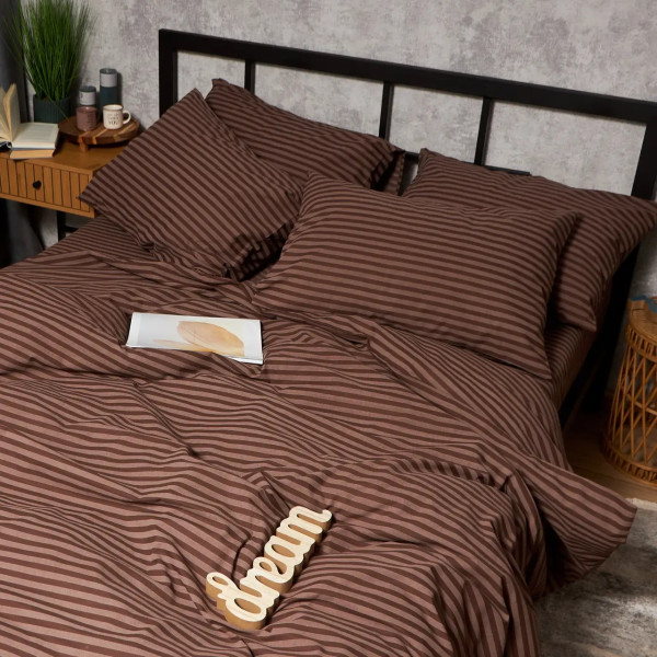 Фото - Комплект постельного белья Moon&Star Бязь Gold Люкс Espresso Lines King Size 220x240 нав. 2х50х70 (MS-820009171)