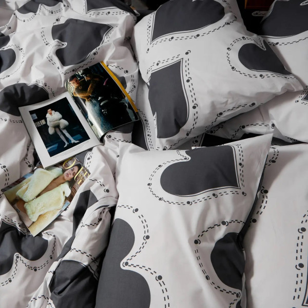 Фото - Комплект постільної білизни Moon&Star Бязь Gold Люкс Grey Love 143х210 см нав. 2х70х70 (MS-820009362)