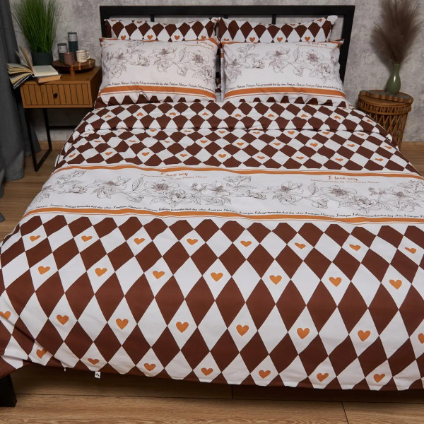 Фото - Комплект постільної білизни Moon&Star Бязь Gold Люкс Heart Patch King Size 220x240 нав. 2х70х70 (MS-820009382)