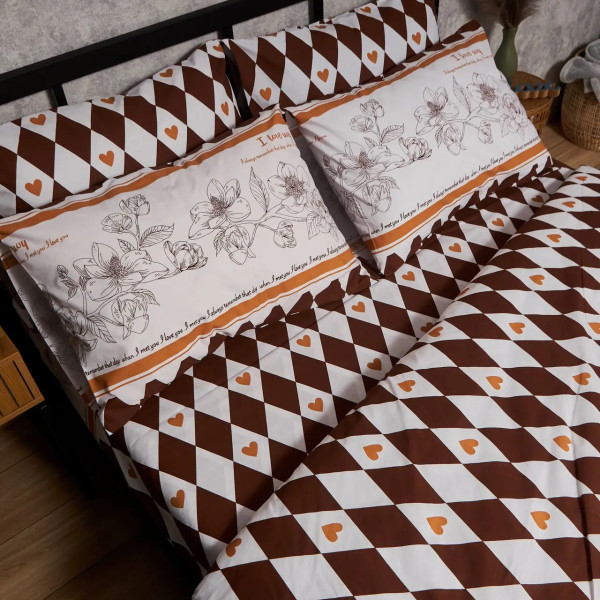 Фото - Комплект постільної білизни Moon&Star Бязь Gold Люкс Heart Patch King Size 220x240 нав. 4х50х70 (MS-820009383)