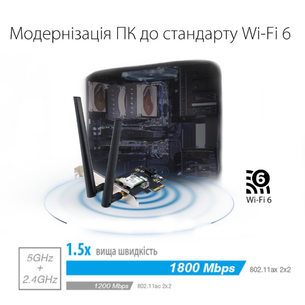 Фото - Адаптер мережі WiFi
 Asus PCE-AX1800