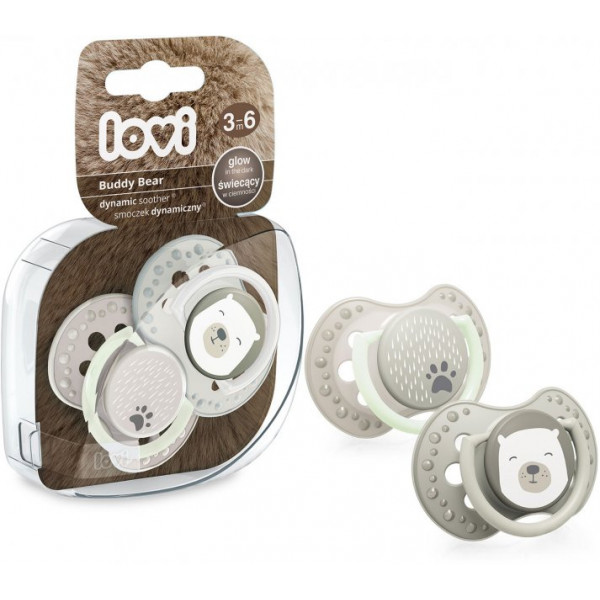 Фото - Симетрична пустушка Lovi Buddy bear силиконовая, 2 шт. (22/863)
