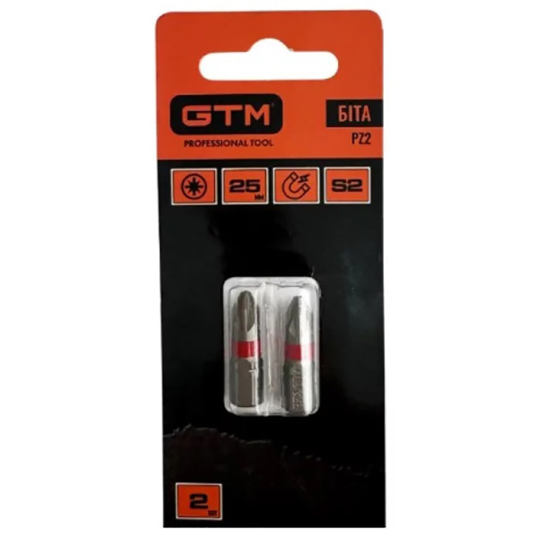 Фото - Біта для викрутки GTM PZ2 25 мм 2 шт. (SB-Z2-25B)