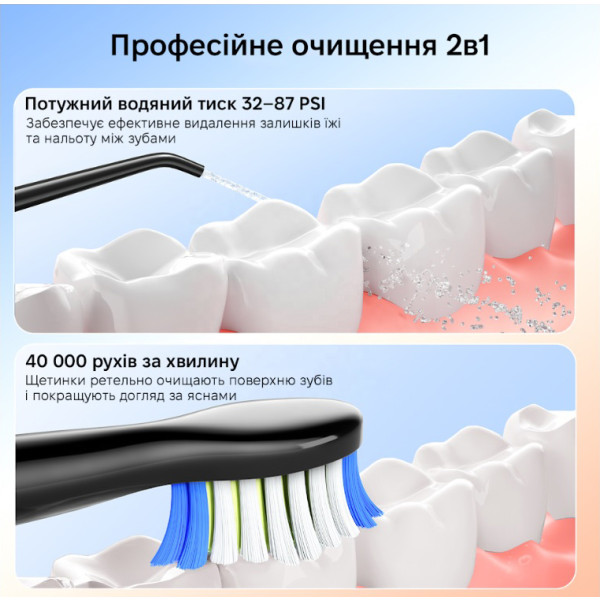 Фото - Ирригатор Bitvae F5020 Black + зубная щетка E11 Black