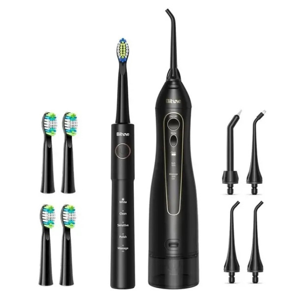 Фото - Ирригатор Bitvae F5020 Black + зубная щетка E11 Black