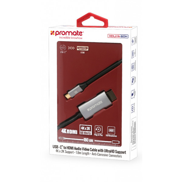 Фото - Кабель Promate HDMI-USB Type-C hdlink-60h.grey