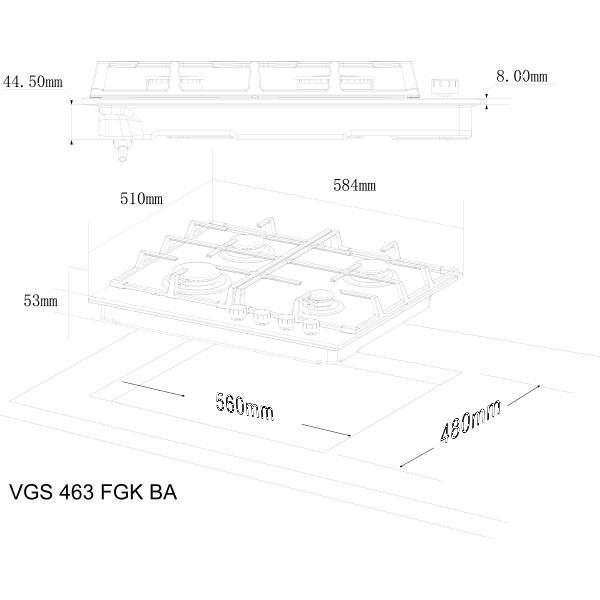 Фото - Варильна поверхня газова Interline VGS 463 FGK BA