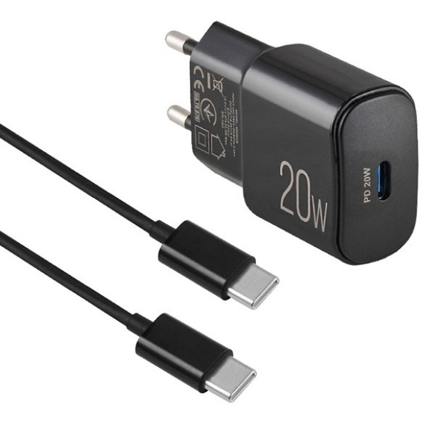 Фото - Мережевий зарядний пристрій Brevia ePower PD20W + Cable USB-C to USB-C 1m (45020CCB)