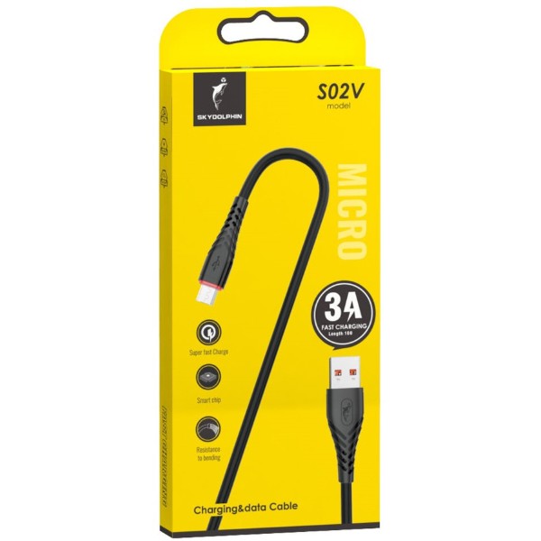 Фото - Кабель SkyDolphin S02V USB-microUSB 1m Black (USB-000591)