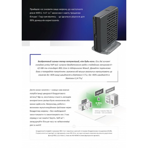 Фото - Маршрутизатор интернет WiFi6 MikroTik hAP AX2 (C52iG-5HaxD2HaxD-TC)