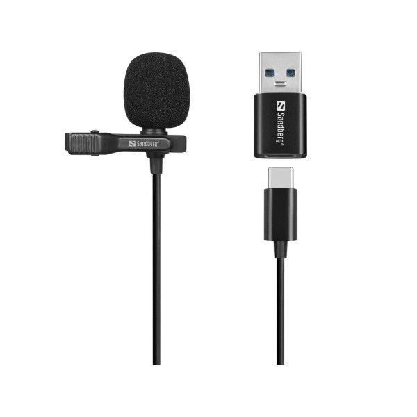 Фото - Микрофон для смартфона Sandberg Streamer USB Clip USB-A/USB-C 3м Black (126-40)