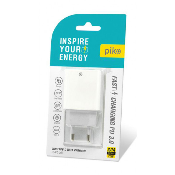 Фото - Мережевий зарядний пристрій Piko TC-PD202 White (1283126515132)