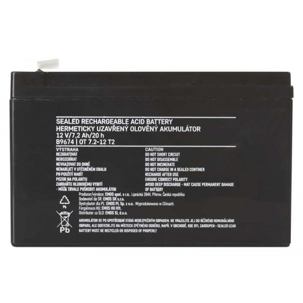 Фото - Аккумулятор для ДБЖ EMOS B9674, AGM, 12V, 7,2Ah, fast 6,3mm