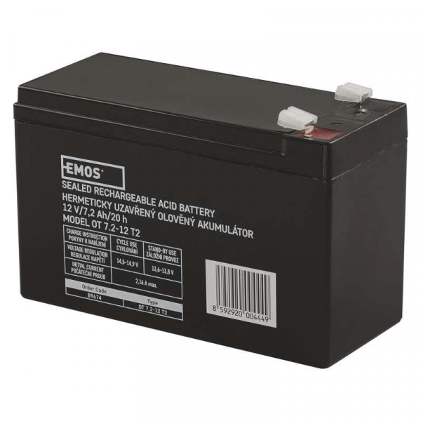 Фото - Аккумулятор для ДБЖ EMOS B9674, AGM, 12V, 7,2Ah, fast 6,3mm