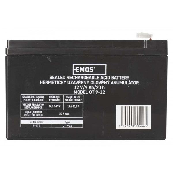 Фото - Аккумулятор для ДБЖ EMOS B9675, AGM, 12V, 9Ah, fast 6,3mm Фото - Аккумулятор для ДБЖ EMOS B9675, AGM, 12V, 9Ah, fast 6,3mm