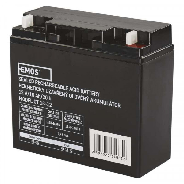 Фото - Аккумулятор для ДБЖ EMOS B9655, AGM, 12V, 18Ah, L1