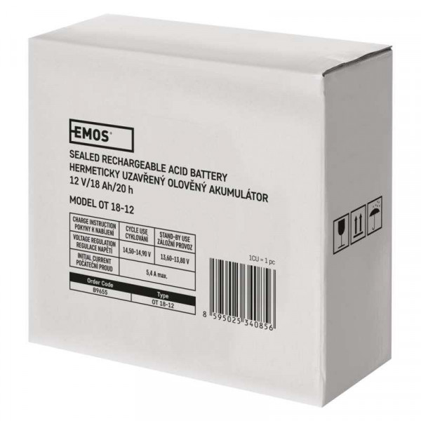 Фото - Аккумулятор для ДБЖ EMOS B9655, AGM, 12V, 18Ah, L1
