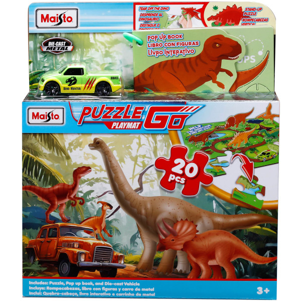 Фото - Пазлы (3-4 года) Maisto Dino Adventure 20 шт с машинкой и книгой (12679)
